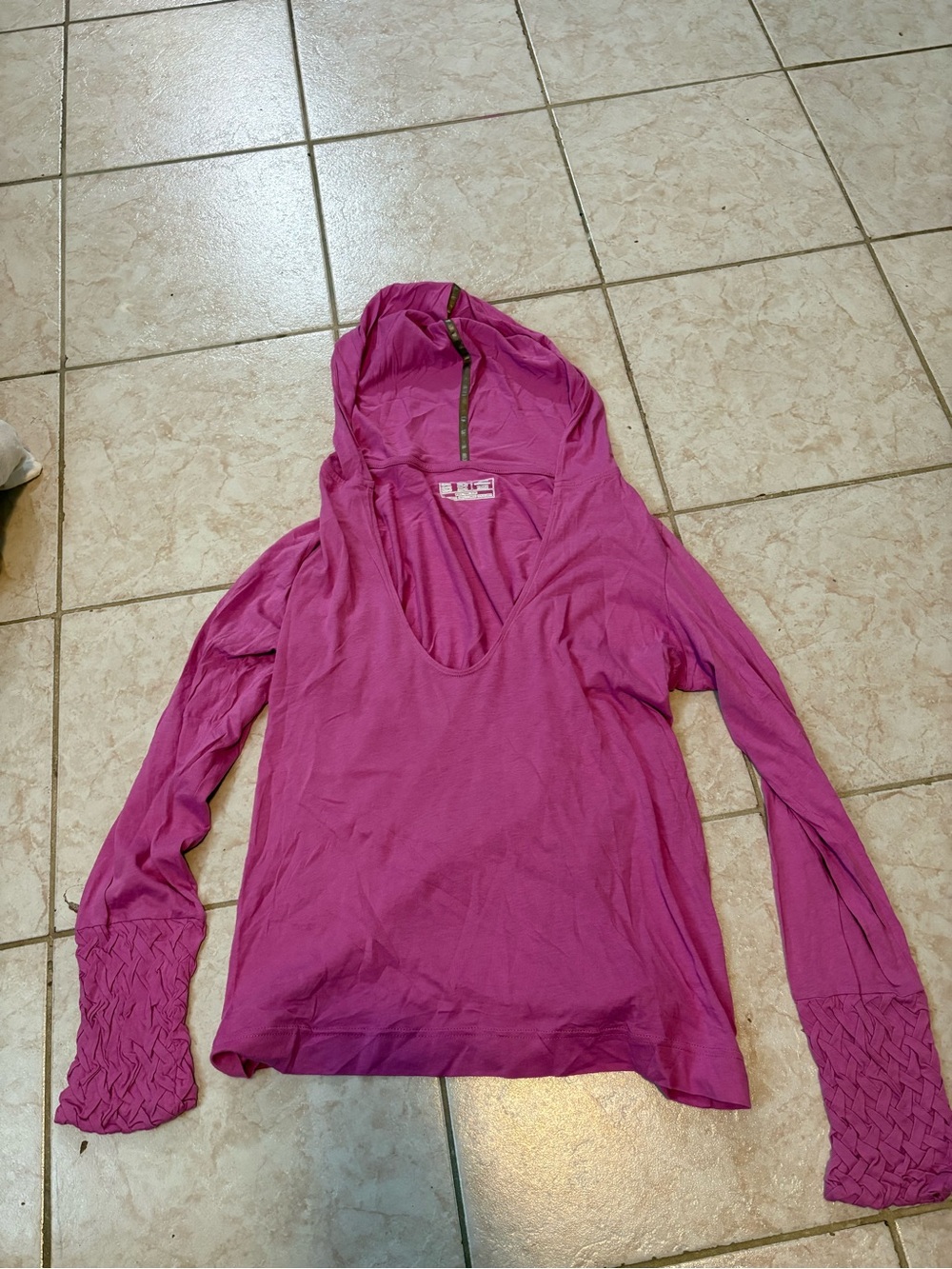 New Balance Women's Magenta Hooded Long-Sleeve Top